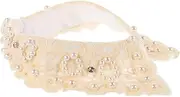 [Minkissy] Detachable Lace Collar Trim with Pearl Overlay Vintage Lace False Collar Choker for Women and Elegant Neckline Decoration for and Chic Outfits