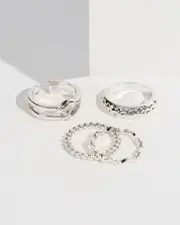 Silver Textured Ring Pack