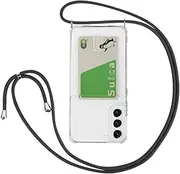 Cavor Clear Case for Samsung Galaxy S22 Slim Thin Back Cover with Shoulder Lanyard and Card Slot Soft Silicone TPU Transparent Case for Galaxy S22 5G 6.1 inch Wallet Case with Card Holder