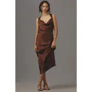 New Anthropologie by Paige Marcel Silk Midi Dres $429 SIZE 14 Plum Raisin
