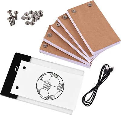 Flipbook Kit with LED Light Pad 300 Sheets Paper & Binding Screws for Animation