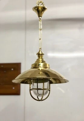 Elegant Coastal Decor Nautical Design Brass Ceiling Pendant Light with Shade