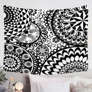 Black and White Mandalas Pile Tapestry