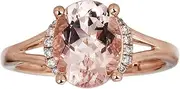 [Gin & Grace] Valentine's Jewelry 10K Rose Gold Natural Diamond (I1,I2) & Genuine Morganite Engagement Promise Propose Promise Ring for Women