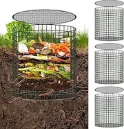 U0U 3PCS Inground Worm Composting Bin,11.8x12.2 Inch Detachable Worm Farm Compost Bin,Compost Bin Outdoor for Recycling Kitchen Food Waste (3, Black)