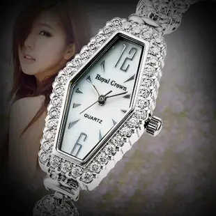 蘿亞克朗 Royal Crown 日本機芯6381B 金色華貴氣質鑲鑽 手錶 金屬鑲鑽鏈帶  歐洲 義大利品牌精品 女錶