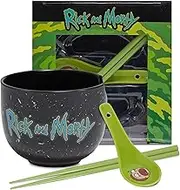 Culture Fly Rick and Morty Microwave Ramen Bowl Set with Chopsticks and Spoon, 16 oz Ceramic Instant Noodle Bowls with Chopsticks, Ramen Noodle Bowl, Rice Bowl Anime Gifts for Men