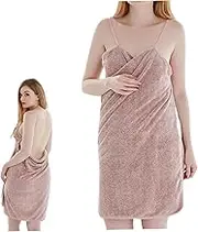 Towel Wrap Bath Robes 55x27.6'' Towel Robe for Women After Shower Absorbent Shower Wrap Towel Sling Skin Friendly Terry Cloth Spa Wrap Towel with Straps Striped