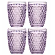 4x Tate Geometric 350ml Acrylic Tumbler Drinking Water/Juice Round Cup Lilac