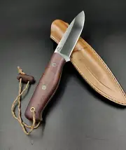 Handmade knife, N690 steel, stabilized sycamore burl, camping -nature knife 12