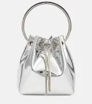 [Jimmy Choo] Jimmy Choo Bon Bon mirrored faux leather bucket bag One Size silver