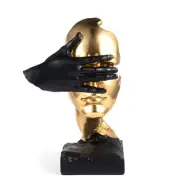 Thinker Statue-Silence is Gold-Abstract Art Figurine Decor - No Hear No See N...