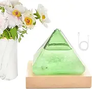 ETUCYNG Weather Glass,Pyramid Shape Meteorological Forecaster Barometer with Wooden Base - USB Weather Station, Storm Glass Weather Station for Desktop Decoration