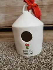 Rae Dunn By Magenta Ivory "Under The Mistletoe" Ceramic Birdhouse. NWT