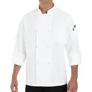 SM NEW Red Kap Chef Design 8 Knot Button Chef Coat Thermometer Pocket 0414 IR