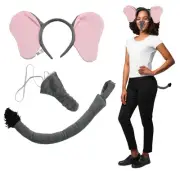Adult Child Plush Jumbo Elephant Ears Headband And Tail Costume Accessory Set