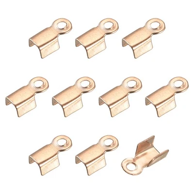 400Pcs Fold Over Cord Ends, 3x6mm Crimp Cap Clasp for DIY, Light Golden