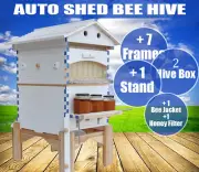 Panited Auto Shed Honey Bee Hives Beekeeping Boxes + 7 x Bee Frames + HAVE STAND