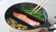 3 Way Divided Aluminum Frying Pan Saving Time cooking IH Gas Fire Egg Triple JP