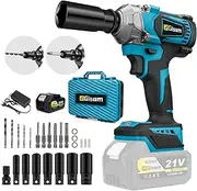 650Nm Cordless Impact Wrench 1/2 Inch, 3-in-1 Multifunctional Cordless Drill & Electric Screwdriver with 4.0Ah Battery and Socket Wrench Set, 18-Piece Tool Set for Cars, Scaffolding