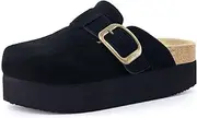 [CUSHIONAIRE] Women's Granola Genuine Suede Cork Footbed Platform Clog with +Comfort, Wide Widths Available