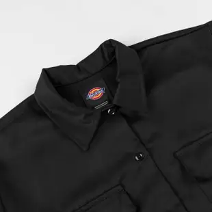 【Dickies】女款黑色斜紋短版雙口袋經典工裝短袖襯衫｜DK012454BLK