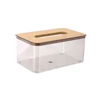 在飛比找momo購物網優惠-【LEBON】長型透明木質面紙盒(衛生紙盒 抽取衛生紙盒 收