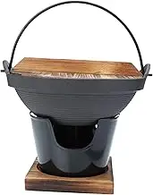 1Set Japanese Style Cast Iron Soup Pot Non Stick Cooking Utensil for Home Hot Pot with Handle for Camping and Outdoor Activities