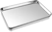 P&P CHEF Baking Cookie Sheet, Stainless Steel Baking Pan Oven Tray, Rectangle 17.3” x 13” x 1”, Non Toxic & Durable Use, Mirror Finished & Dishwasher Safe