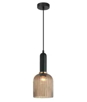 Valencia Bell Amber Ribbed Glass Pendant
