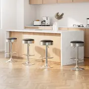 4x Artiss Bar Stools Leather Padded Gas Lift Silver