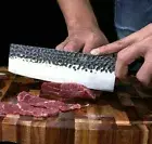 Nakiri Knife Handmade Forged Clad Steel Wood Handle Hammered Chef Slicing Beef L