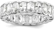 [JewelryWeb] 6mm 925 Sterling Silver Rhodium Plated Polished Oval CZ Simulated Diamond Eternity Ring-Eternity-Ring for Women