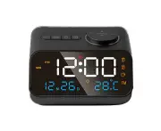 Led Digital Alarm Clock Time Calendar Temperature Fm Radio Snooze Desk Clocks WHITE