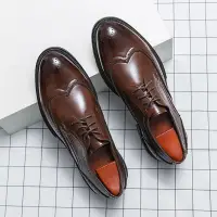 在飛比找蝦皮商城精選優惠-首單直降 新款棕色復古英倫布洛克雕花皮鞋男士真皮正裝商務皮鞋