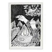 Original Pen and Ink Drawing by Poxodd Enraged By Distant Screeching - Bird Art