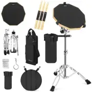 Drum Pad Stand Set with 12" Double Sided Silent Practice Drum Pad, Drum Stick...