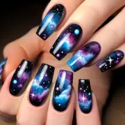 Black Press on Nails Long Coffin Shape Fake Nails Purple Nebula Stick pattern-5