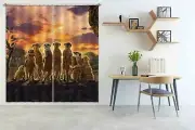 3D Meerkats Family Sunset O054 Photo Curtain Printing Fabric Window Vincent Amy