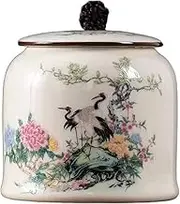 Tea caddy tin Tea Caddy Vintage Tea Warehouse Premium Ceramic Loose Leaf Tea Canister Kitchen Multifunctional Sealed Storage Jar Tea Canister (C)(Color:Gold)