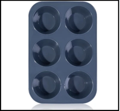 Silicone Muffin Baking Pan & Cupcake Tray 6 Cup - Nonstick Cake Molds/Tin Large