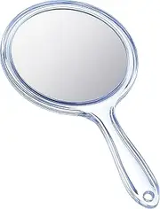Jetec Hand Mirror Double Sided Handheld Mirror 1X/ 2X Magnifying Mirror with Handle Mirror Rounded Shape Makeup Mirror (Blue)