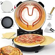 Countertop Electric Pizza Oven Indoor,12" Countertop Pizza Oven with Pizza Stone & Grill Pan, Built-in Thermometers,1200 W Heats Up to 420℃ + Pizza Cutter,Countertop Pizza Bread Maker
