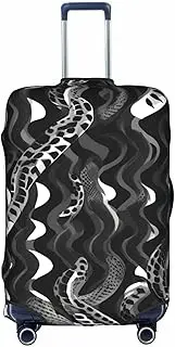 [pvinnk] Black White Snake Skin pattern Print Protective Luggage Cover Elastic Washable Suitcase Travel Gear Protector, White, X-Large