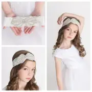 Rhinestone headband baptism headband christening headband flower girl headband