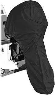 Complete Outboard Motor Cover, Fade and Crack Resistant, UV Resistant, Boat Engine Cover, Boat Engine Cover, Adjustable Strap, Fits Engine 15-20HP - Black