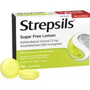 Strepsils Sore Throat Sugar Free Lemon Lozenges 36 pack