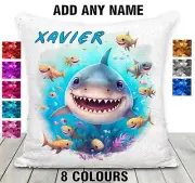 Shark Cushion Cover Throw Pillow Reversible Sequins Personalised