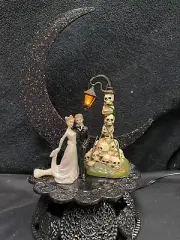 skull Light Halloween Wedding Cake Topper Bride funny Groom top figure Scary