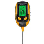 Soil PH Meter, 4 in 1 Soil Tester Moisture, Digital Plant Moisture Meter with PH/Temperature/Light, Soil Moisture Meter orange
